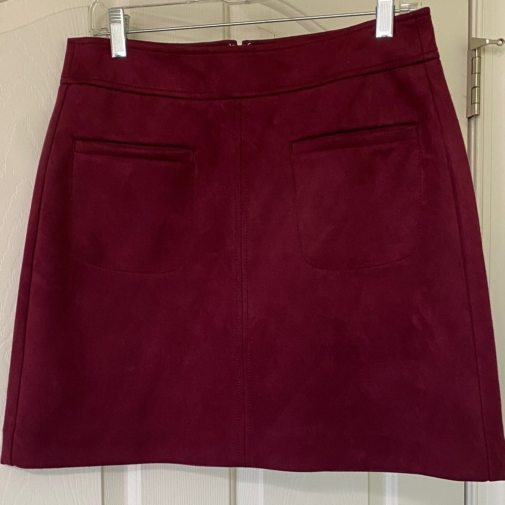 LOFT Rich Burgundy Faux Suede Mini Skirt